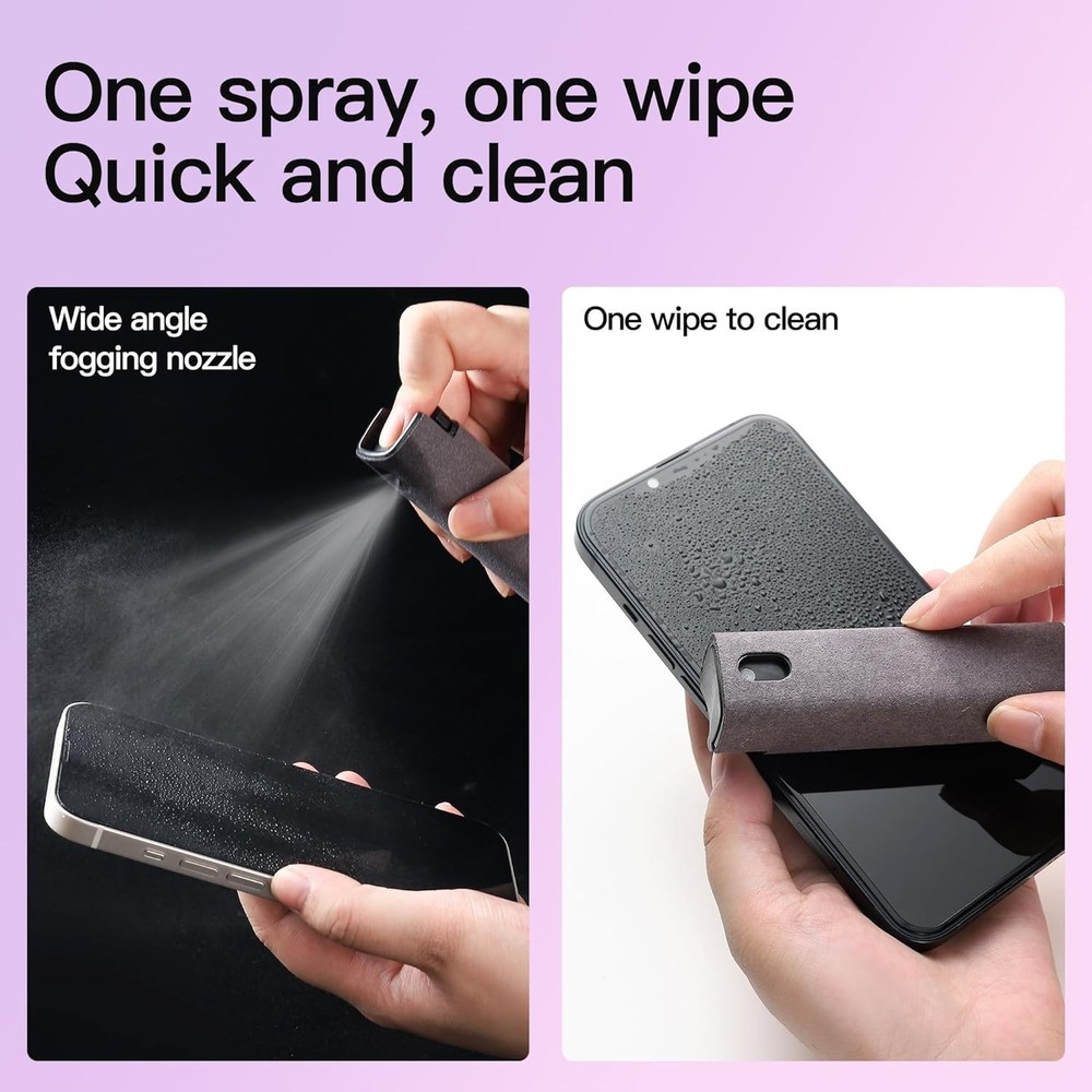 Touchscreen Screen Cleaner Kit 2 Pcs Microfiber Cloth Spray for Phones Tablets