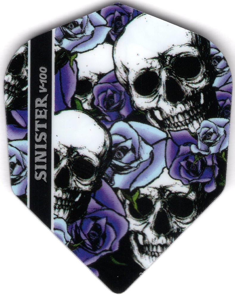 Skulls & Purple Roses Dart Flights: 3 per set