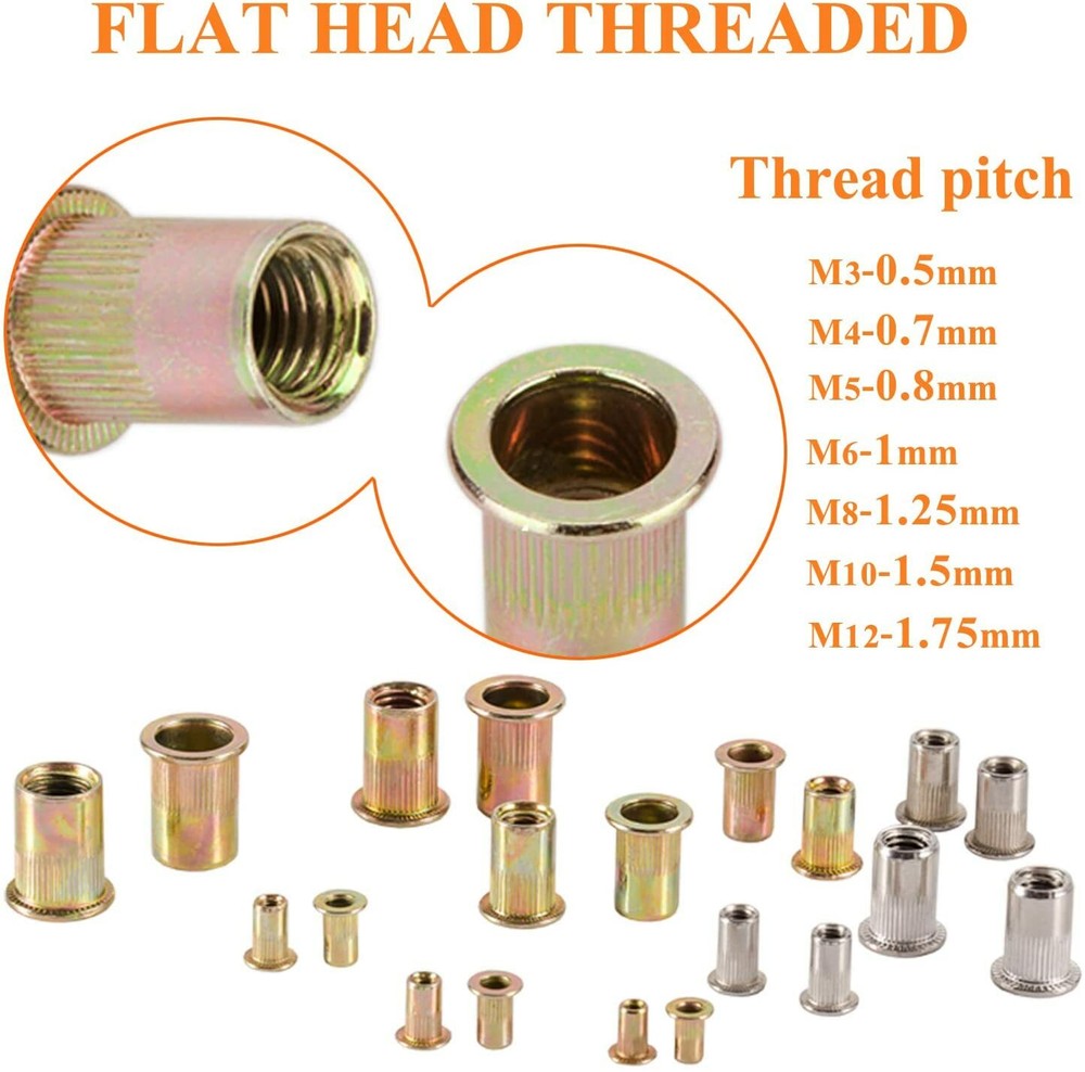 1510pcs Rivet Gun Kit Rivnut Thread Setting Tool Nut Setter NutSert Metric SAE