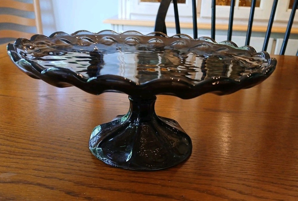Vintage Anchor Hocking Fairfield Smoke Cake Stand
