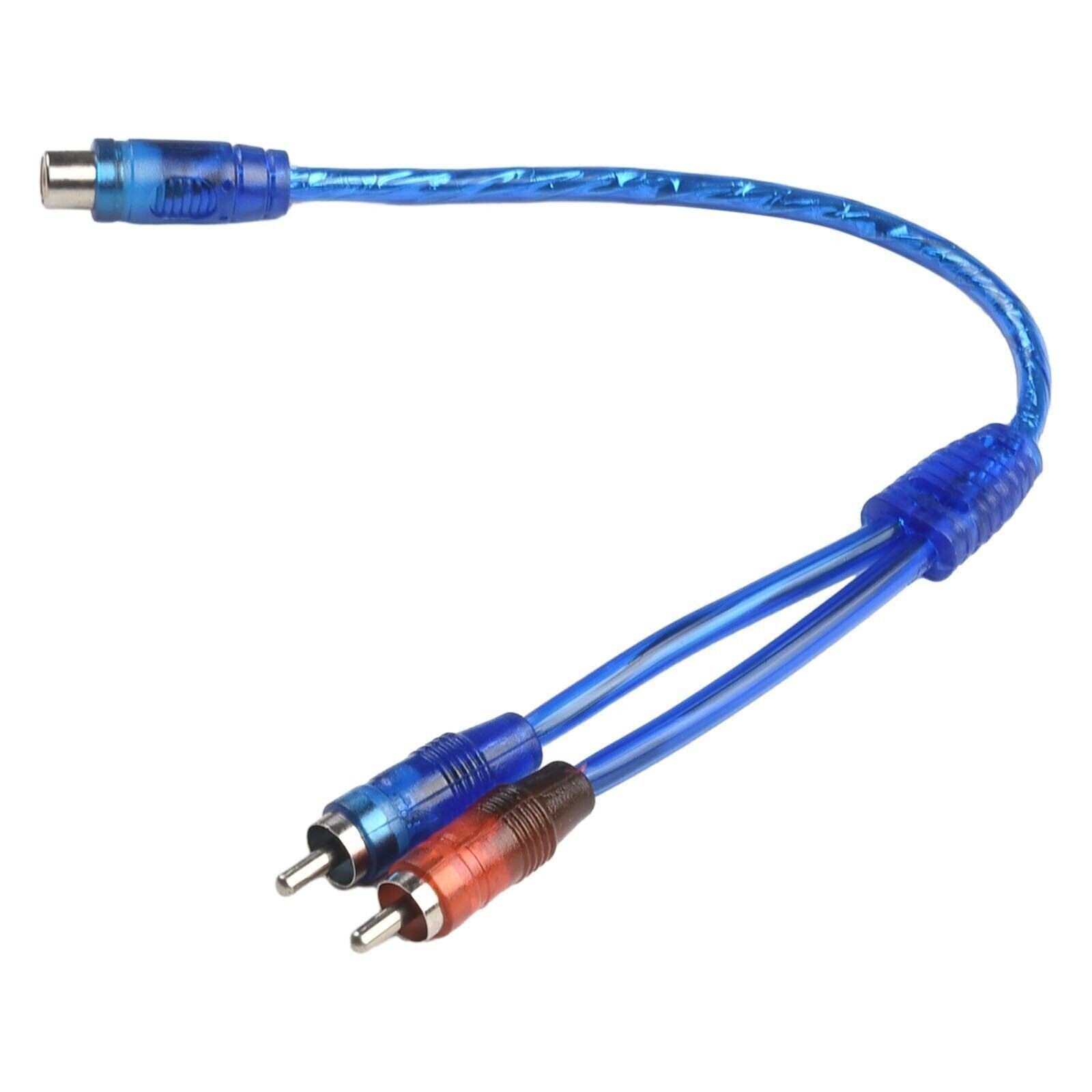 2pcs RCA Y Splitter Audio Jack Cable Adapter 1 Female to 2 Male Connector Blue