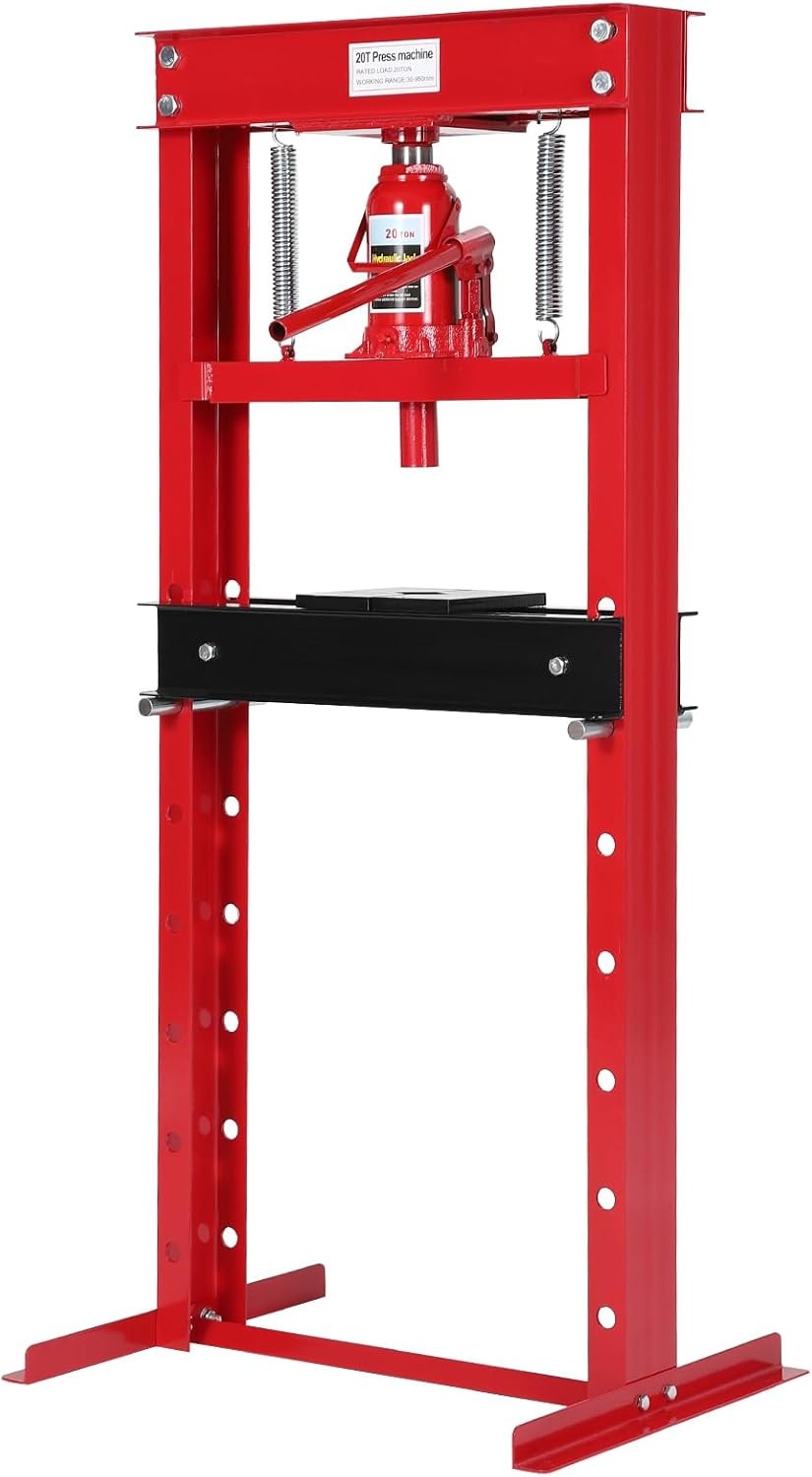 20 Ton Hydraulic Shop Press H-Frame Adjustable Height Movable Plates for Garage