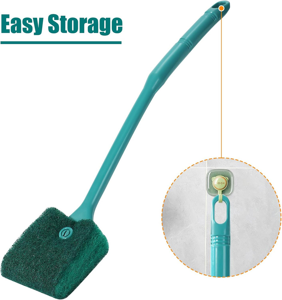 Fish Tank Cleaning Tools – Double-Sided Sponge Brush & Algae Scraper with Long H