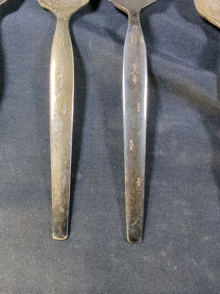 4 Wm Rogers Co. Serrated Fruit Grapefruit Spoons Silver Plated Flatware Antique