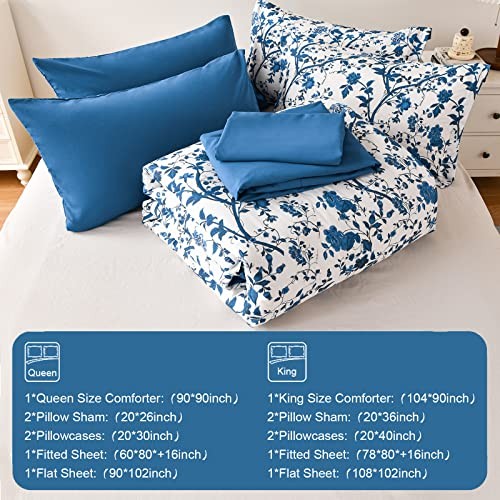 Size Comforter Set - 7 Pieces Bed in a Bag Soft Microfiber Bedding King Blue