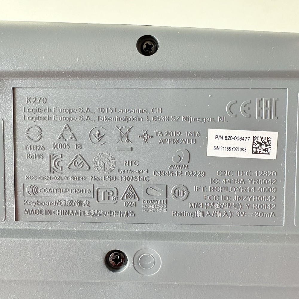 Logitech Combo Wireless Keyboard K270 and Wireless Mouse M185 Set Black -Used