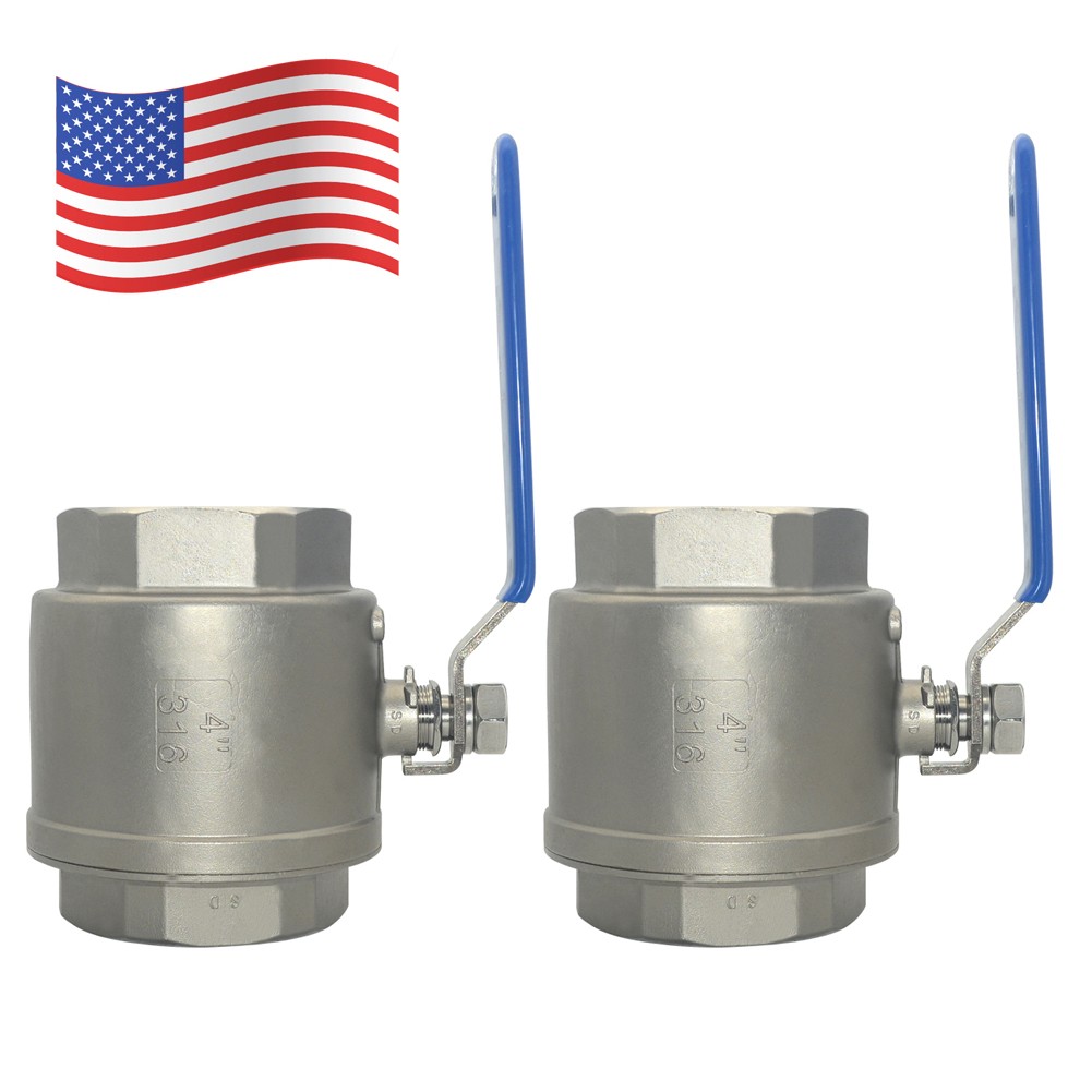 2pack US STOCK 4 inch 4" Ball Valve,316 Stainless Steel Full Port,2-Piece