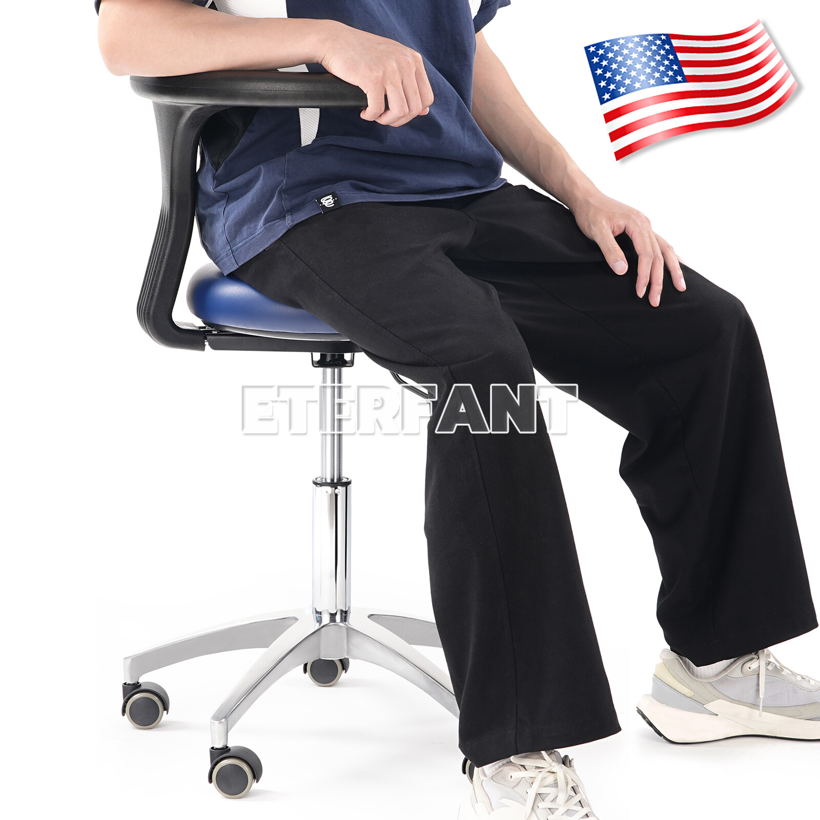 ETERFANT Adjustable Dental Doctor Assistant Stool Mobile Chair PU Leather