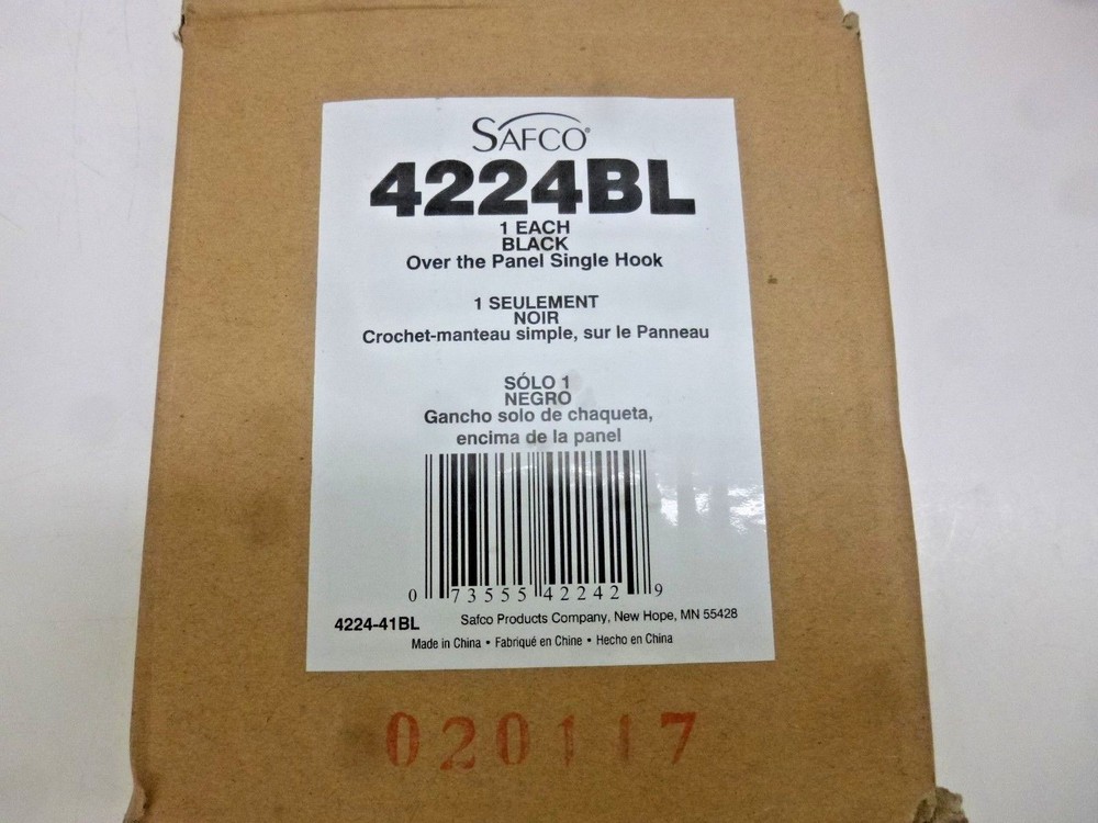 NEW!! SAFCO OVER THE PANEL SINGLE HOOK, 4224BL