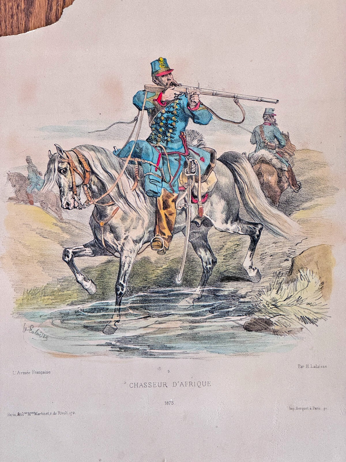 4 Hand Colored Lithographs France Soldier Napoleon Waterloo Battle War
