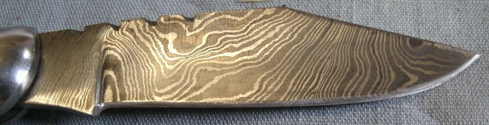 Damascus Folder Bone Handle Knife