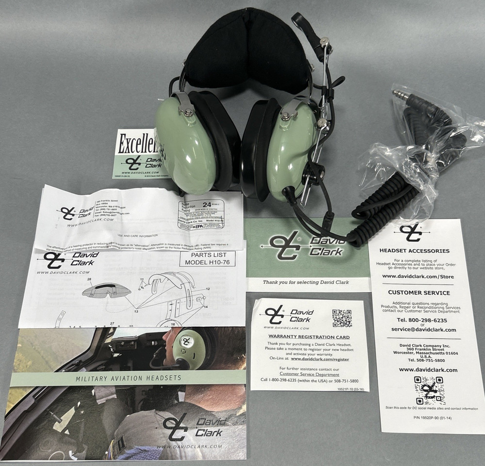 David Clark Aviation Headset H10-76 ; Green