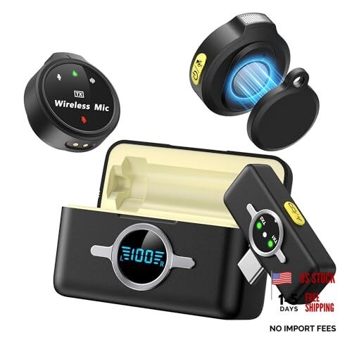 Wireless Lavalier Microphone for iPhone/Android, Lapel Mics with USB Lightning