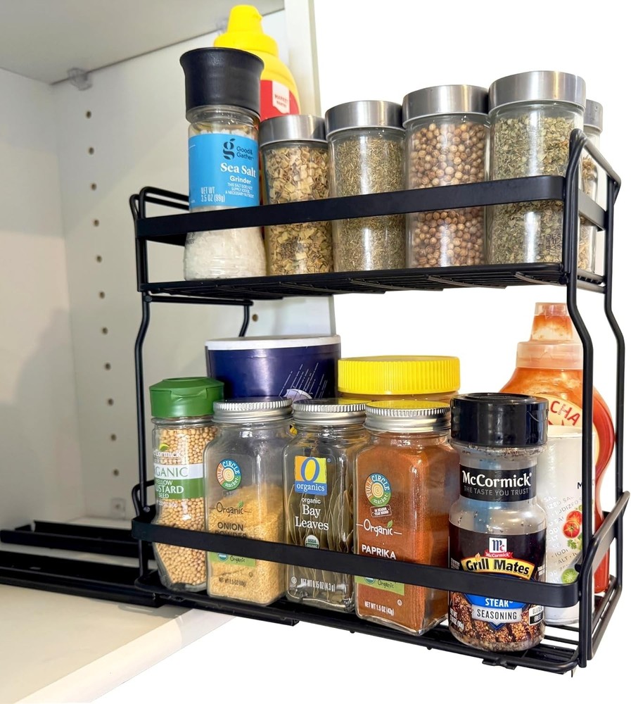 Pull Out Spice Rack Organizer Inside Kitchen Cabinets Heavy Duty Slide Out