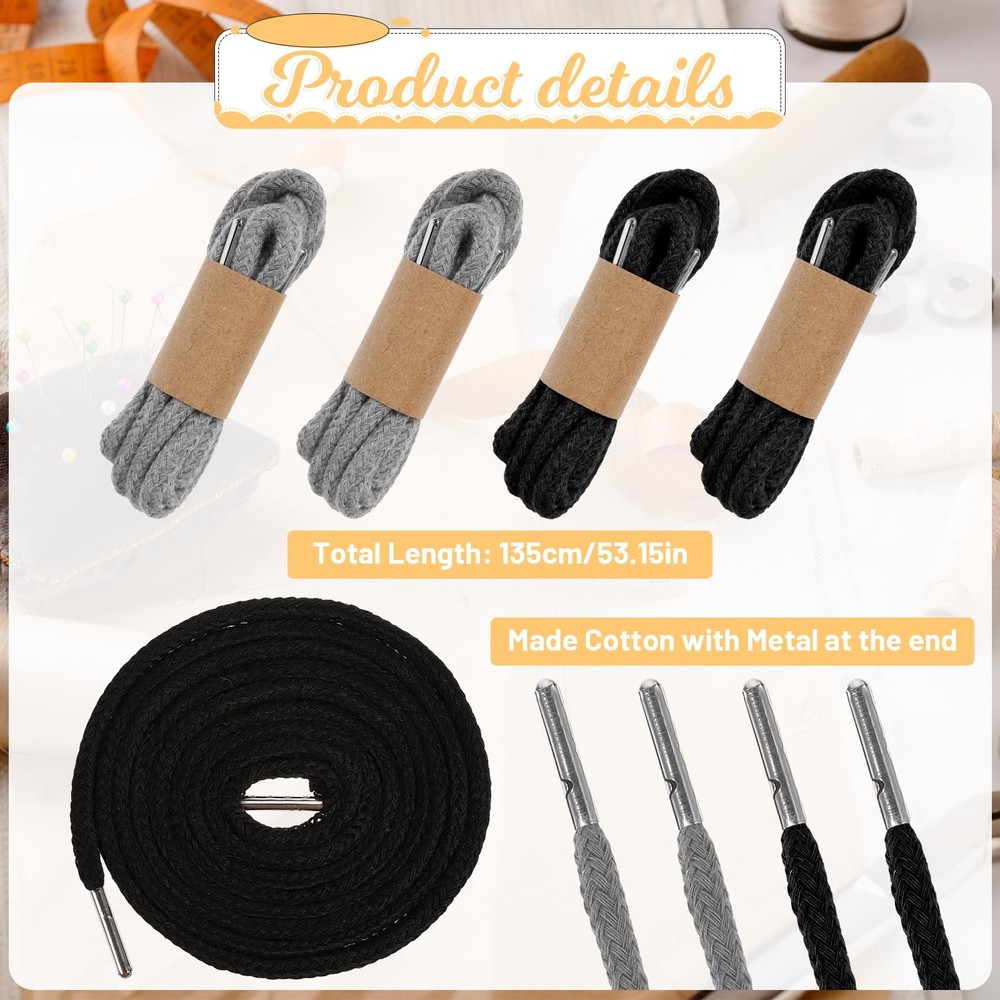 BOHUIZ 4 Pcs Drawstring Cords Universal Replacement Drawstring for Sweatpants...