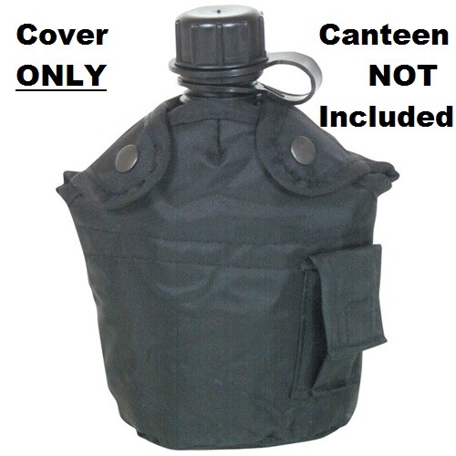 NEW Tactical Military 1qt Canteen COVER with Alice Clips and Side Pouch BLACK