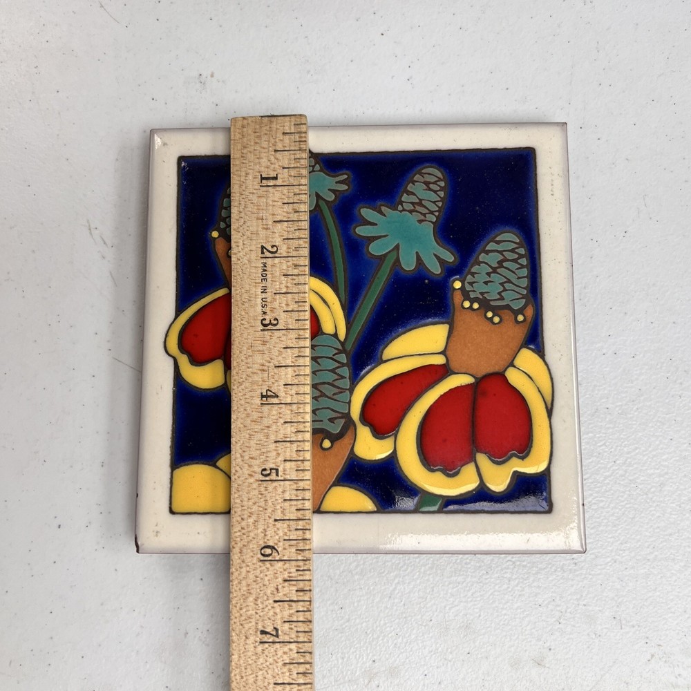Masterworks Handcrafted Ceramic Art Tile Floral
