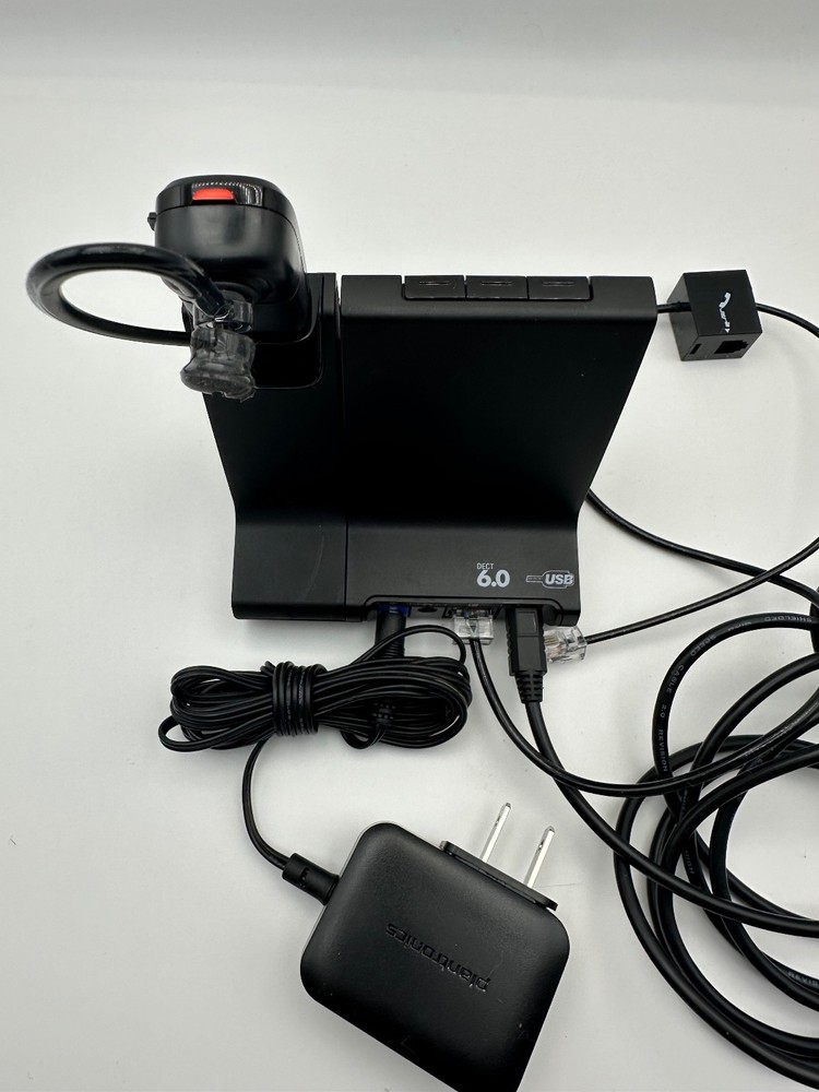 Plantronics POLY W8200B Wireless Headset & Charging base DECT + Adapters