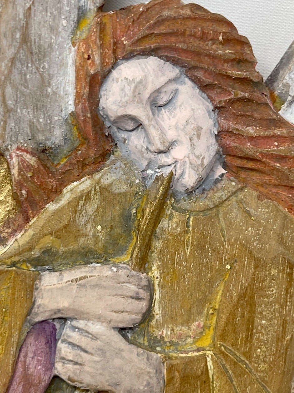 VTG Carved Wooden 13” Angel Playing Trumpet Angelic Wall Art Philippines