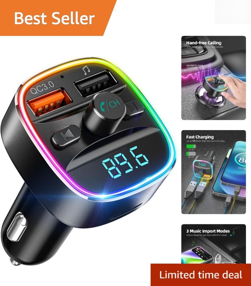 Bluetooth Car Adapter: Quick Charge, LED Backlight & Hands-Free Calls