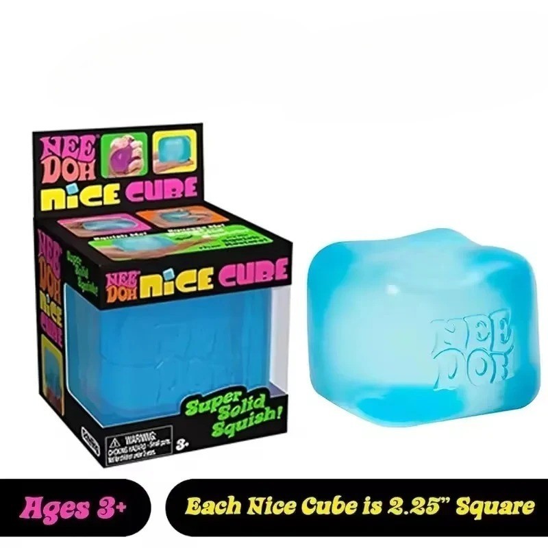 Nee Doh Nice Cube Super Solid Squish! - Blue Purple Pink - Brand New