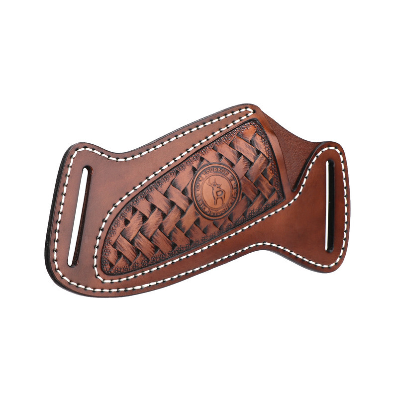 TOURBON Leather Engraved Fixed Blade Knife Sheath Belt Pouch EDC Knives Case