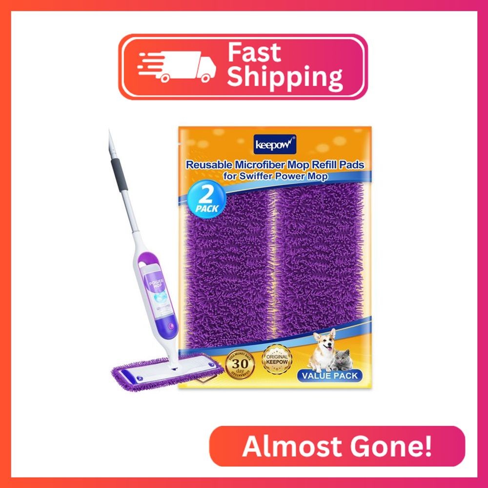 KEEPOW Reusable Power Mop Refill Pads Compatible with Swiffer PowerMop, Microfib