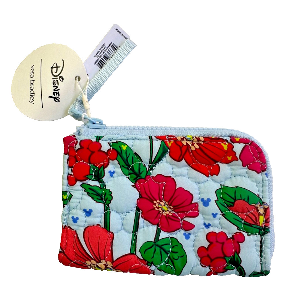 Vera Bradley Disney Mickey Meadow Card Pouch Zip Key Ring NWT Hidden Mickey