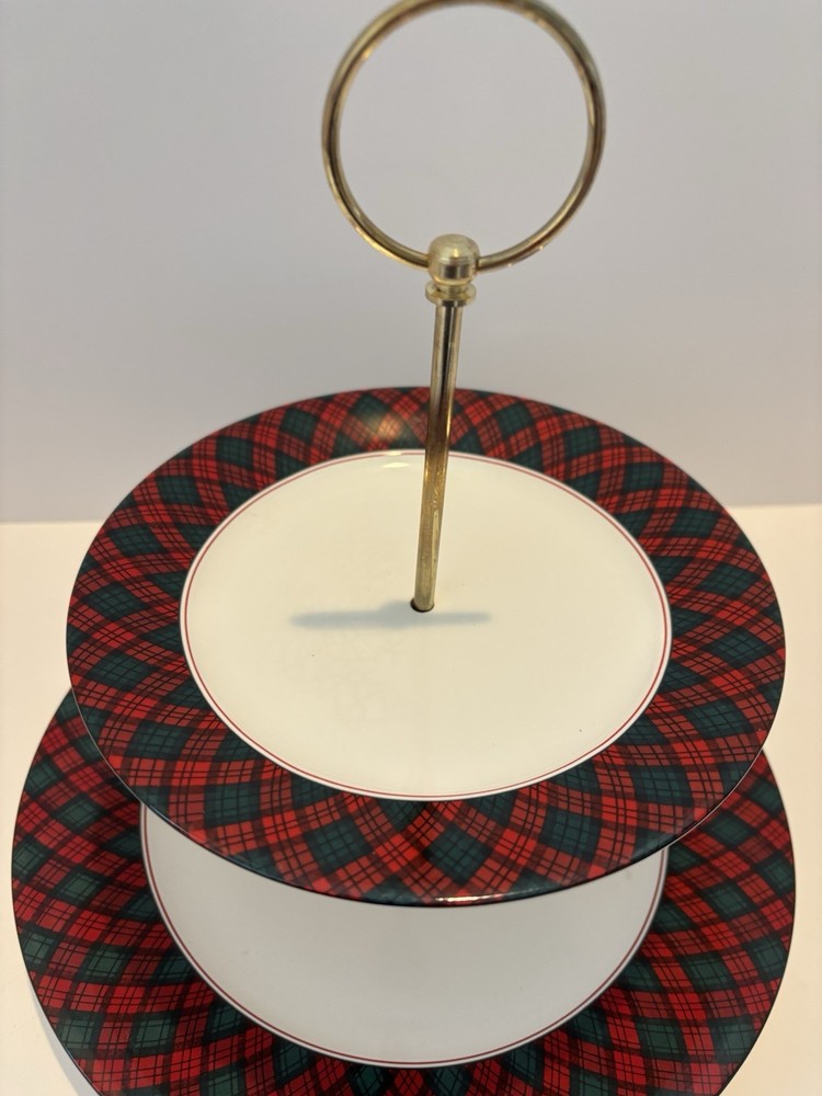 Arita Tartan 2 Tier Serving Tray