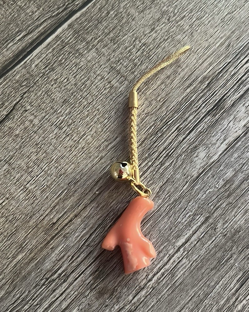 Gold thread pink coral Accessory Charm strap