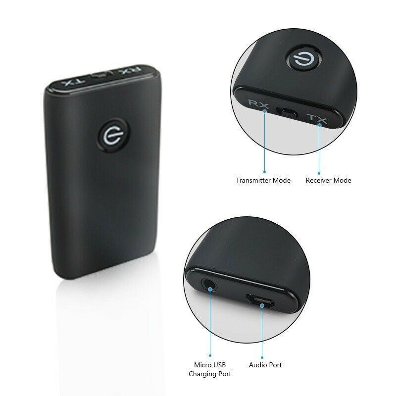 Bluetooth 5.0 Transmitter Receiver 2 IN 1 Wireless Audio 3.5mm Jack Aux Adapter
