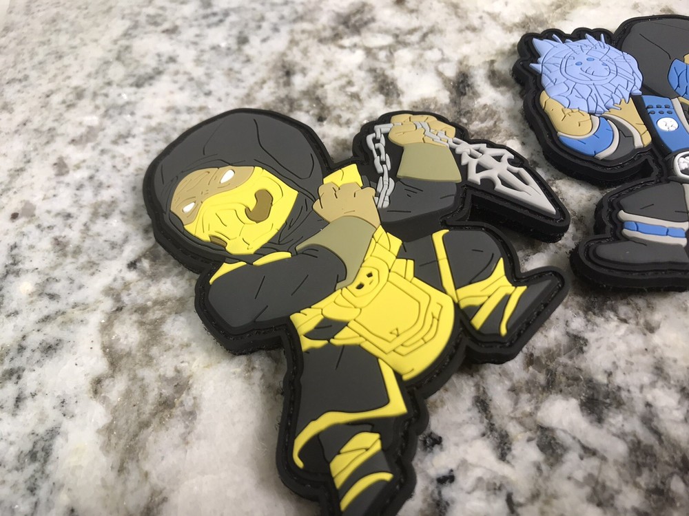 Scorpion & Sub-Zero Mortal Kombat PVC Morale Patch Hook N Loop Tactical Set New
