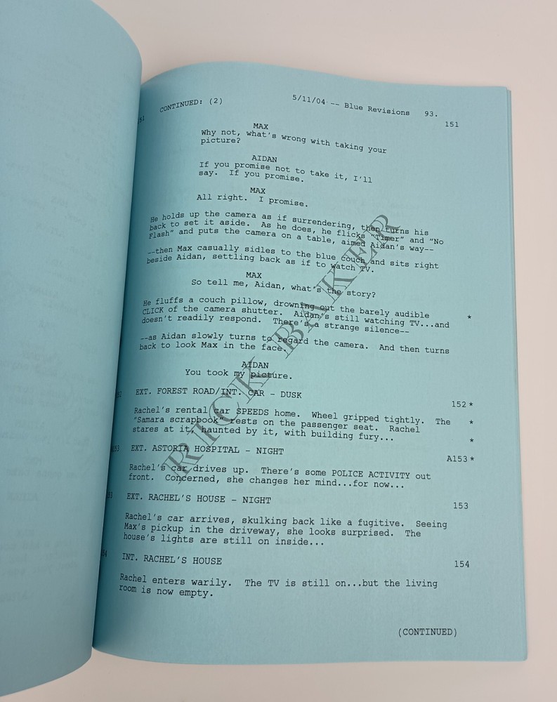 The Ring II Original Script - Rick Baker's Copy