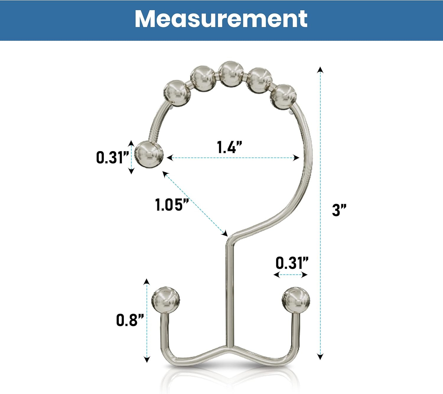 Utopia Bedding Double Glide Roller Set of 12 Shower Curtain Hooks, Double Sided
