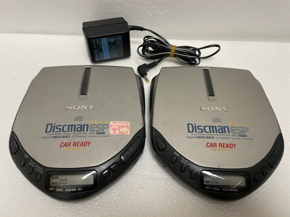 Sony D-E307CK Discman ESP Portable Compact CD Player PAIR with AC Power Adapter