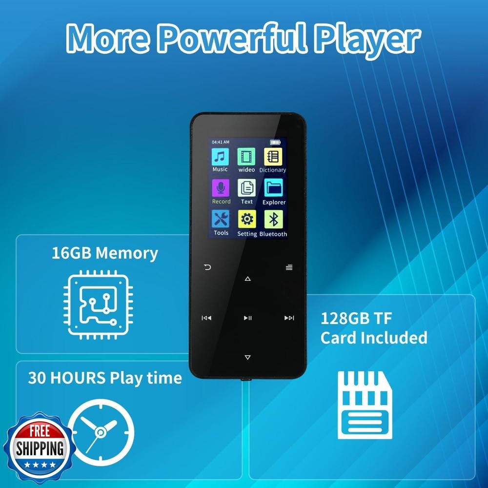 144GB MP3 Player with Bluetooth 5.2 Portable Multi-Function Music Player with