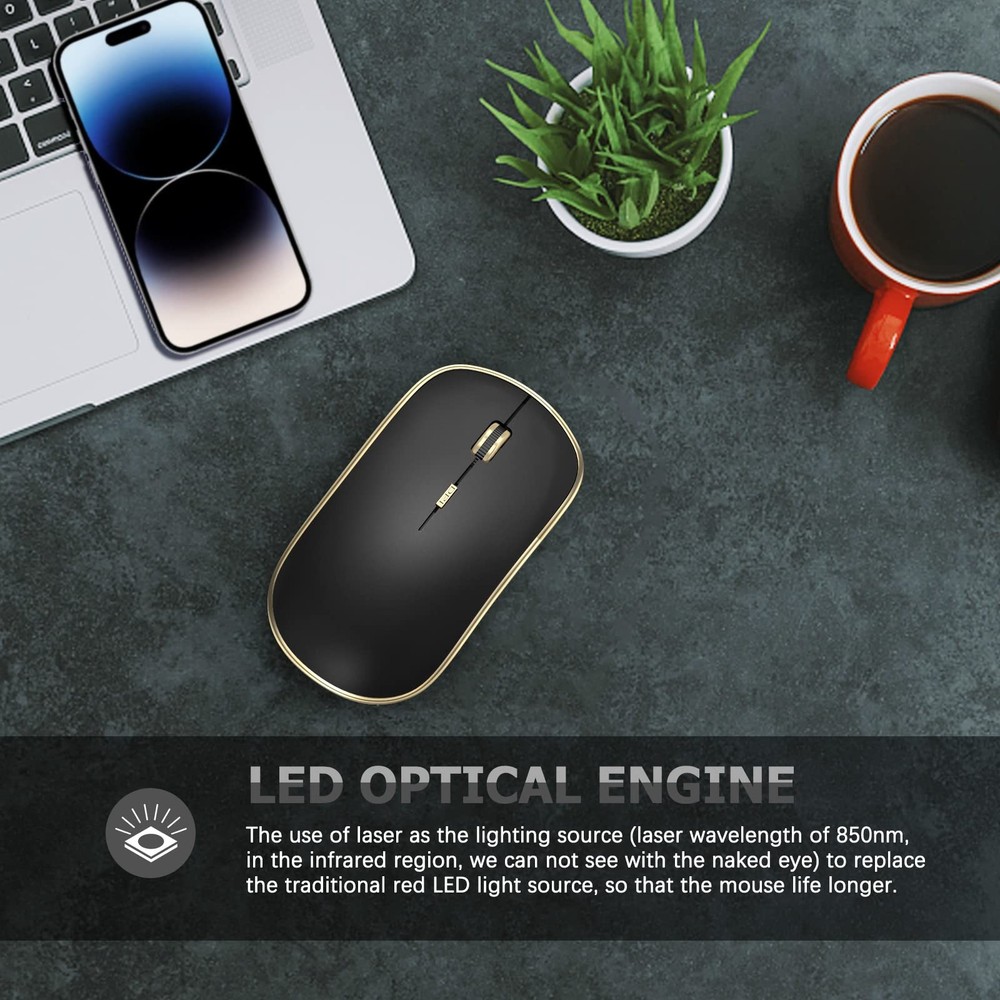JOYACCESS Silent Wireless Mouse, Portable USB Mouse with 5 Adjustable DPI Levels