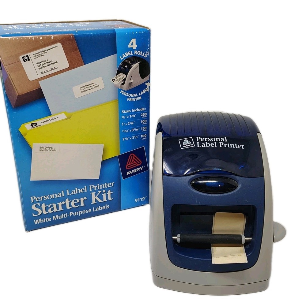 Avery Personal Thermal Label Printer 09100 With Cord & Extra Label Rolls 9199