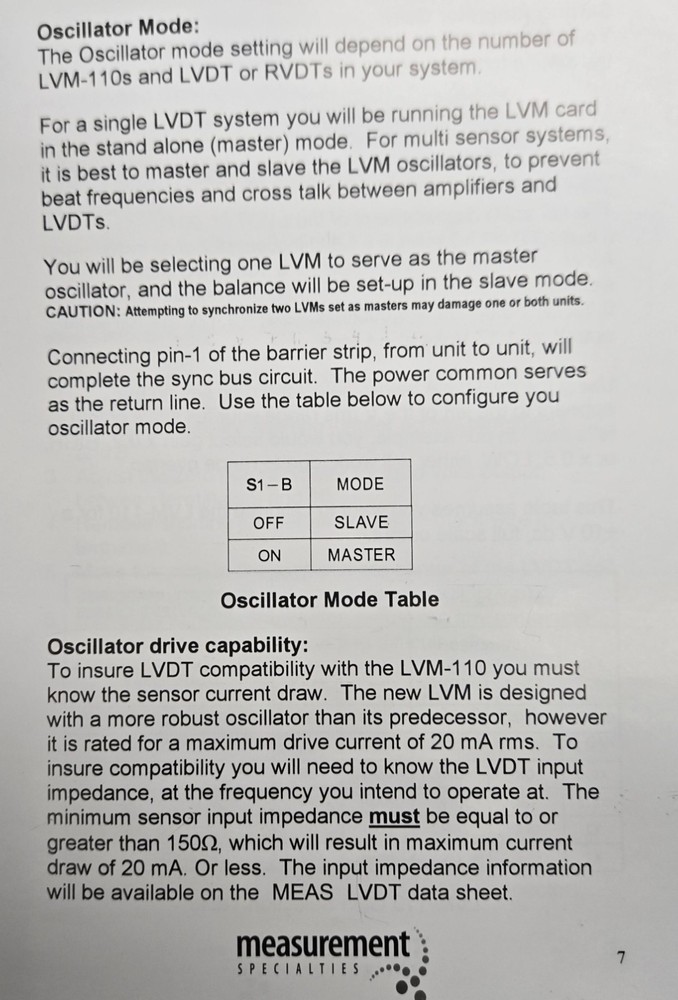 LVDT Signal Conditioning Module