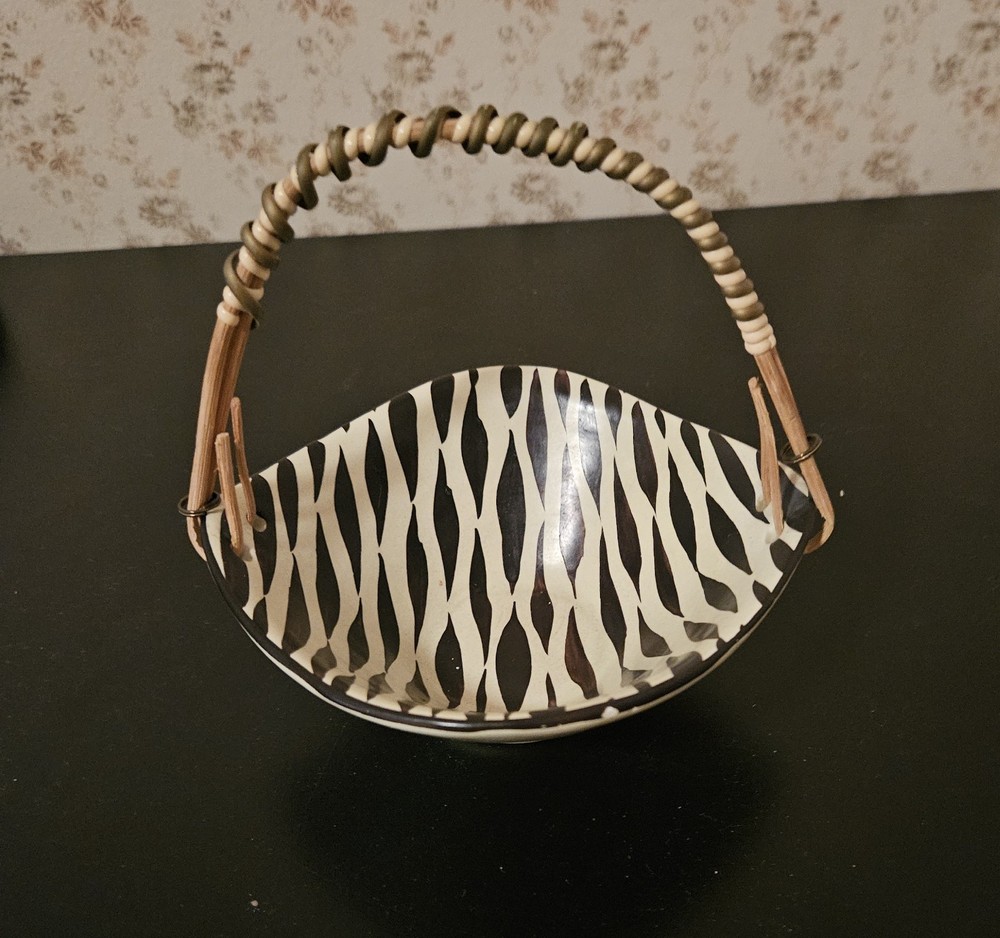 Candy Bowl Made in West Germany Bamboo Handle