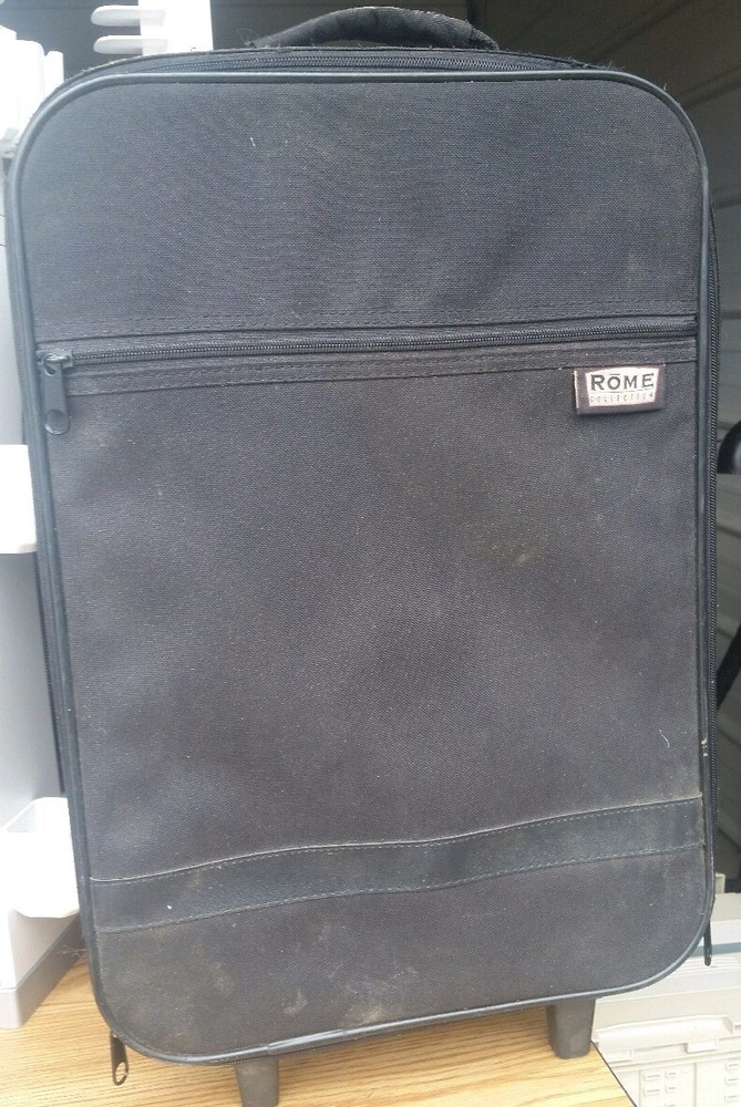 Rome Black Rolling Travel Suitcase with Telescoping Handle