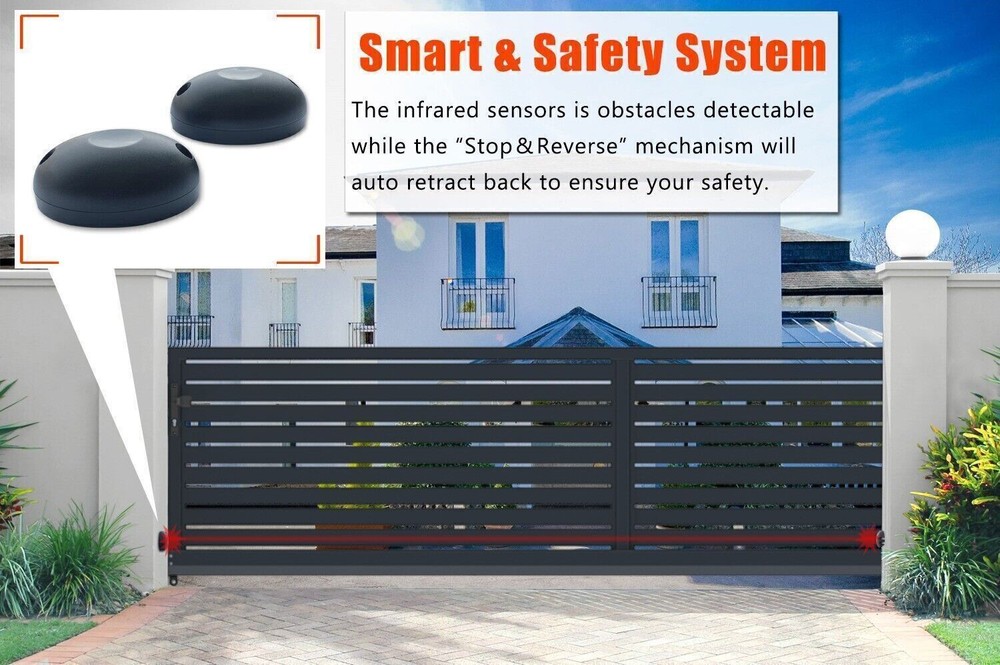 Automatic Sliding Gate Opener Rack Driven with 2 Remotes & Complete Kit 3968lbs