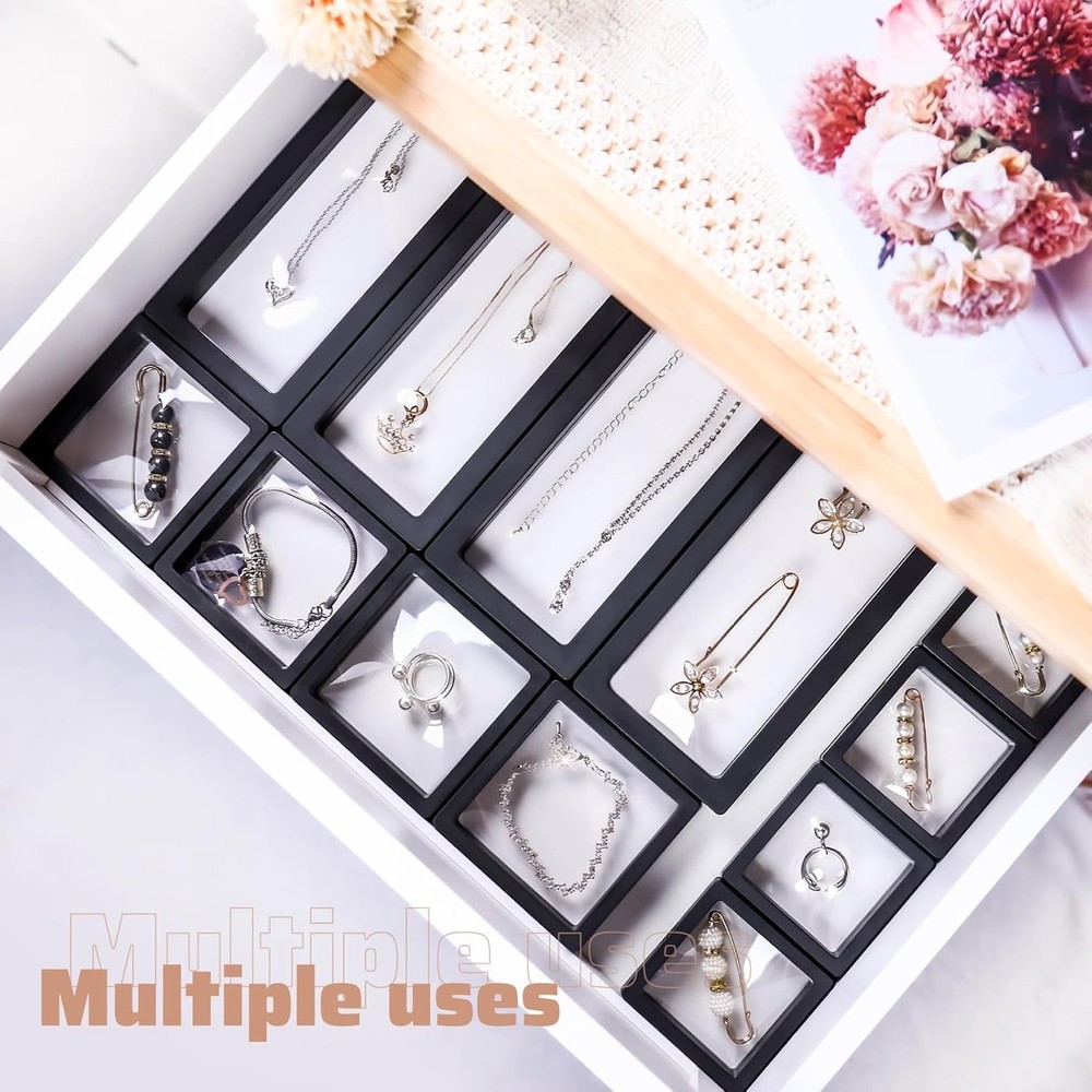 30 Pack 3D Floating Display Stand Frame Case Coin Black