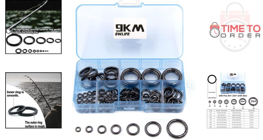 Fishing Rod Ceramic Guide Ring Replacement Kit 14 Sizes for Spinning Casting