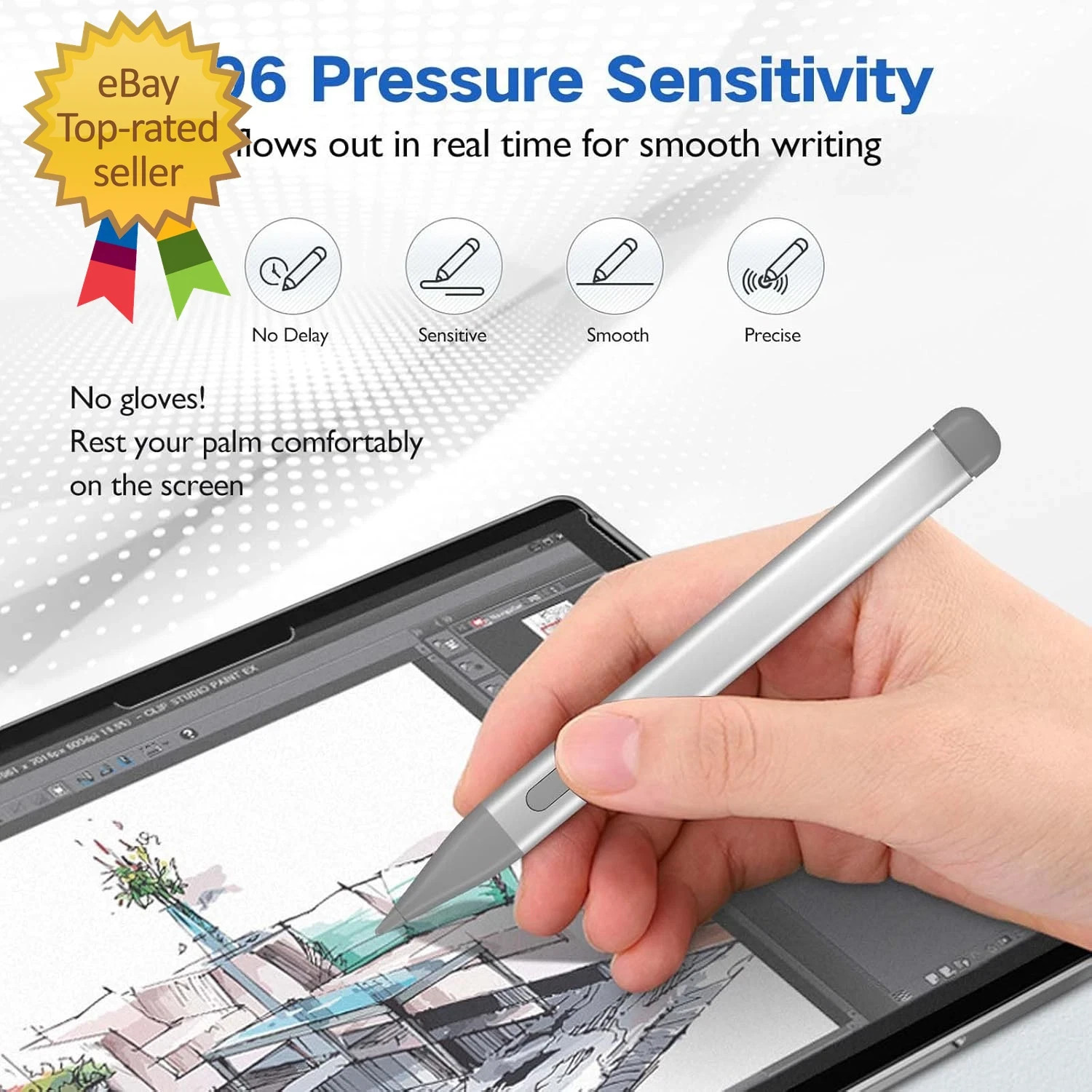 Slim Pen 2 for Microsoft Surface with 4096 Pressure, Eraser & Right-click