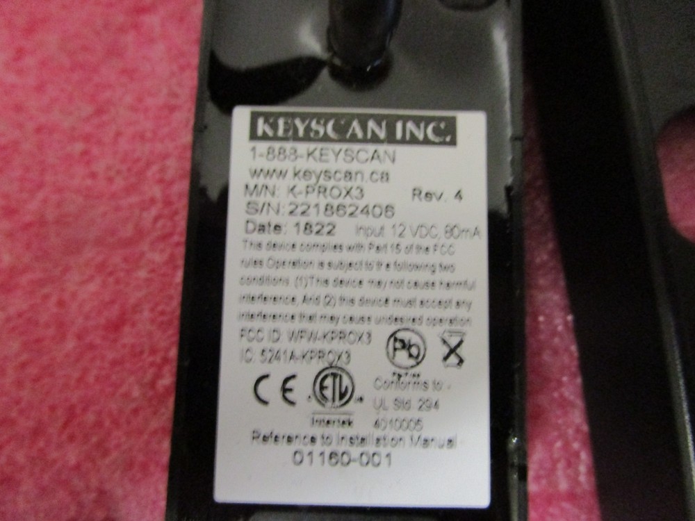 Keyscan K-PROX3 READER ACCESS CONTROL KPROX3 Black - Used