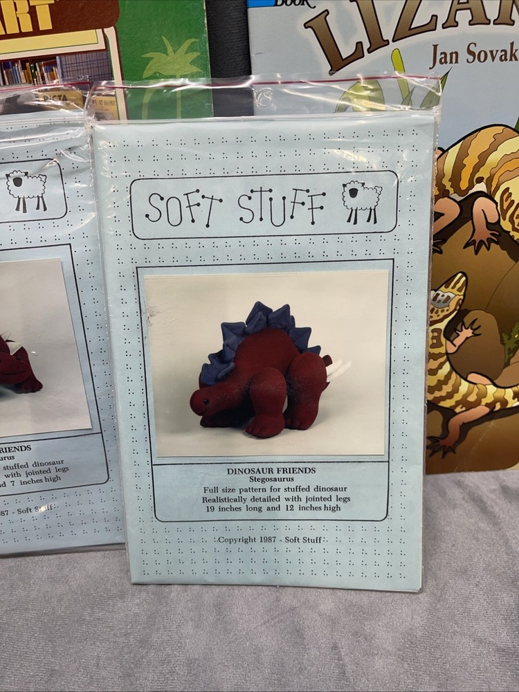 Dinosaur Dragons Lizards Lot Bundle Soft Stuff McCalls Magic Threads 80s Stencil