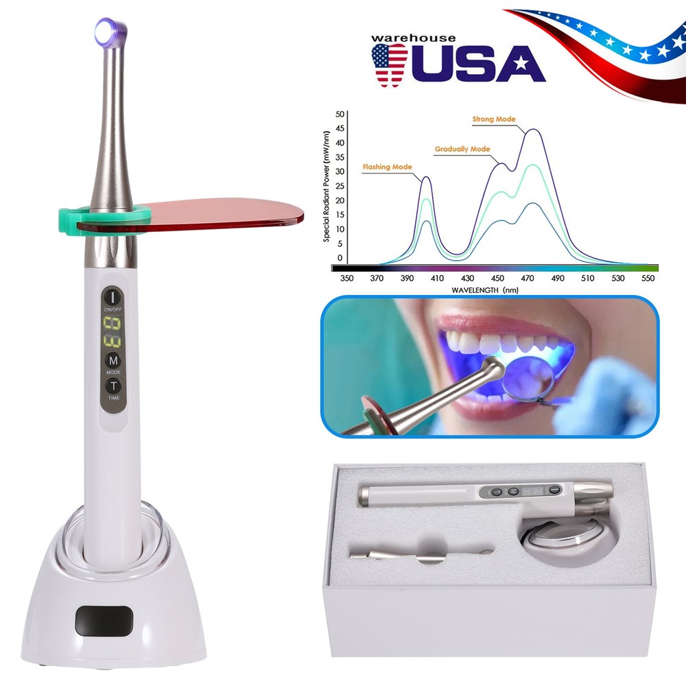 Dental ILED Curing Light Lamp Wireless 1Sec Curing 2500mW/cm2