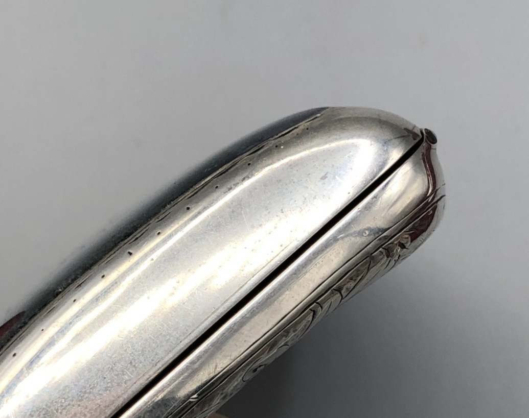 Antique English Sterling Silver hinged Cigarette or Card Case 3 5/8" x 2.75"