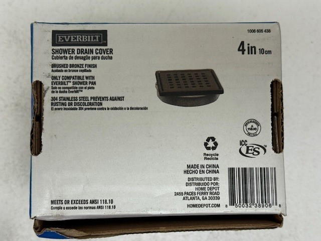 Everbilt Watershield Shower System 4 in. Bronze Square Grid Drain Grate